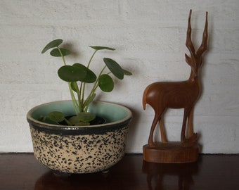 birch bark decor ceramic planter vintage chamotte flower pot retro Hekla plant pot Mid century pottery