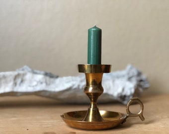 Vintage Brass Candlestick Holder with Handle