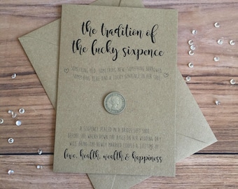 Lucky Sixpence • Card for Bride • Wedding • Something Old, Something New • Wedding Keepsake