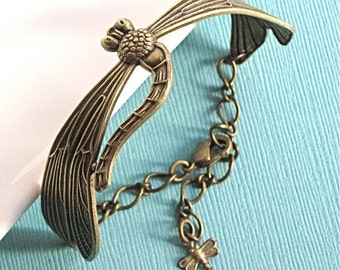 Brass Dragonfly Cuff Bracelet