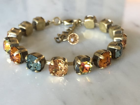Swarovski Sahara Crystal Bracelet, Swarovski Topaz Crystal Bracelet, Topaz Bracelet, Blue Crystal Bracelet