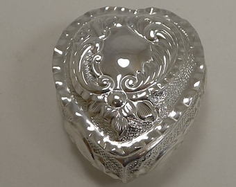 Antique English Sterling Silver Heart Pill Box - 1897