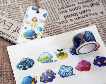 Cloud Washi Tape Weather Washi Tape Watercolor Washi Tape Hand Drawn Washi Tape Kawaii Washi Tape Planner Washi Tape Scrapbook Washi Tape