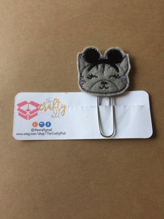 Cat With Mouse Ears Clip/Planner Clip/Bookmark. Cat planner clip. Mouse planner clip