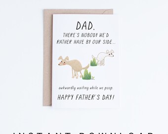 Pet Dad Printable Fathers Day Cards Instant Download Funny