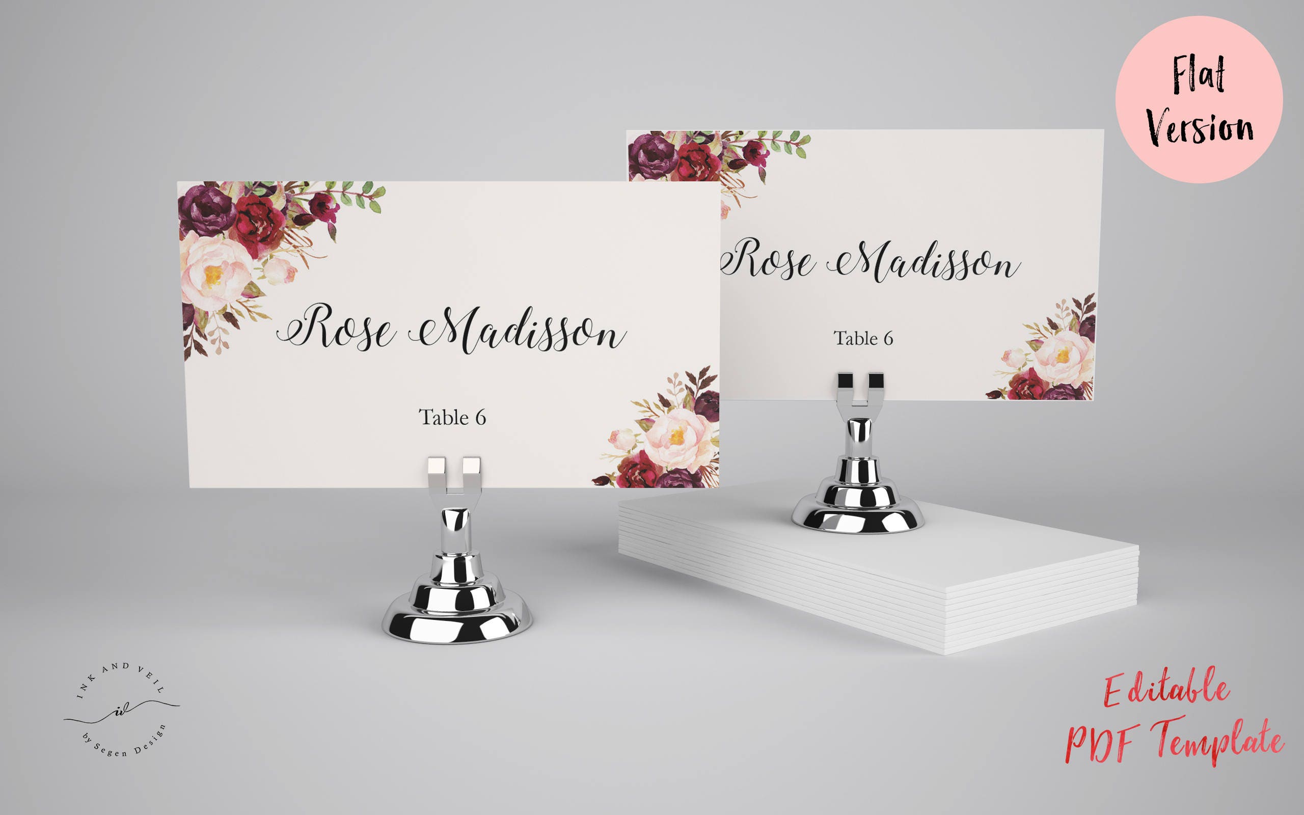 Escort Cards Template Printable Name Cards Place Cards Flat