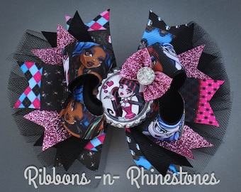 Monster High Boutique Hair Bow, Monster High Birthday Bow, Monster High Bow, Monster High HairBow, Monster High Party, Monster High Birthday