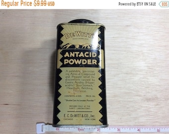 10%OFF3DAYSALE Vintage 1950s De Witts Antacid Powder Advertising Tin Contents Not Meant For Consumption Used