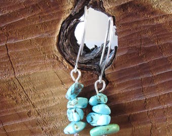Turquoise Dangle Earrings, sterling silver earrings, turquoise dangles, stone dangle earrings, handmade, gift for her, Christmas