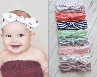 Pick 3 Knotted Baby Headbands, Stretch Jersey knit headbands, baby headband, headband set, newborn headbands, infant headband, hair bow