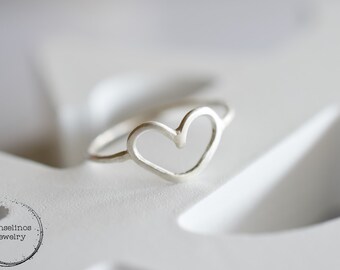 Sterling silver heart ring, love ring, silver ring, gift for her