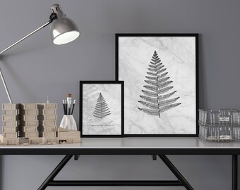 BUNDLE - 2 Botanical Printables - Fern on Marble, Fern Print, Fern Poster, Botanical Art, Botanical Poster, Botanic, Fern,