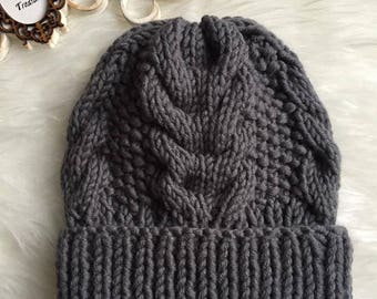 Children Cabled Knit Hat/ Kids Chunky Knit Hat