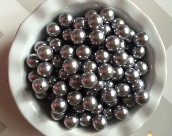 20mm Shiny Silver Chunky Beads Bubble Gum Pearls (A62)