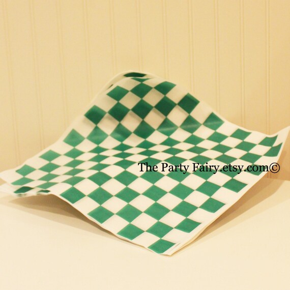 Basket Liners Green Check Paper Basket Liner Checkerboard