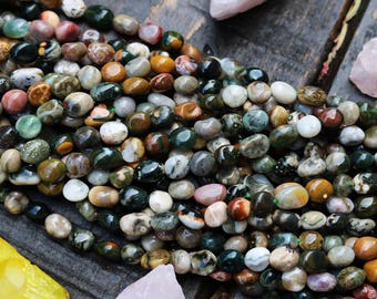 ocean jasper beads, gemstone nugget, nugget beads, earthy beads, multi color beads, boho beads, 5mm - 8mm