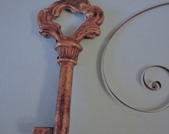 1 Vintage Solid Brass Fancy Door/Furniture Key for your Home Projects, Steampunk Art, Jewelry Making & etc..