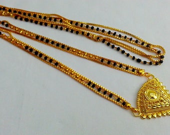 Spl SALE, 22K Gold Plated Wedding Bridal Jewelry, Indian Ethnic Jewelry / Jewellery Mangalsutra Mangalsutar Beads Chain Golden Necklace Mala