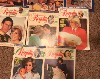 Lot of 5 Royalty Monthly Magazines and Photos - Diana Charles William Harry