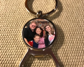 Fathers Day Gift, Personalized key Chain, Gift for Him, Fathers Day, Photo Key Chain, Bottle Opener, Mens Jewelry, Wedding Gift, Dad Gift