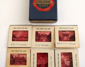 Vintage 1940s Walton Colour slides lot Paris France souviner tourist images cars people