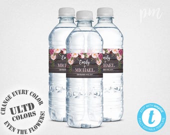 water bottles labels for wedding
