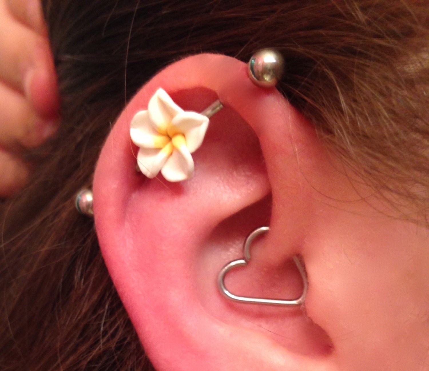 Industrial Barbell 14g 16g Earring Choose Your Flower Bar