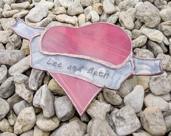 Valentines Love Heart with Ribbon, Engraved