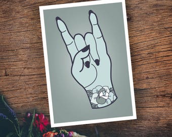 Rock on - illustrative postcard