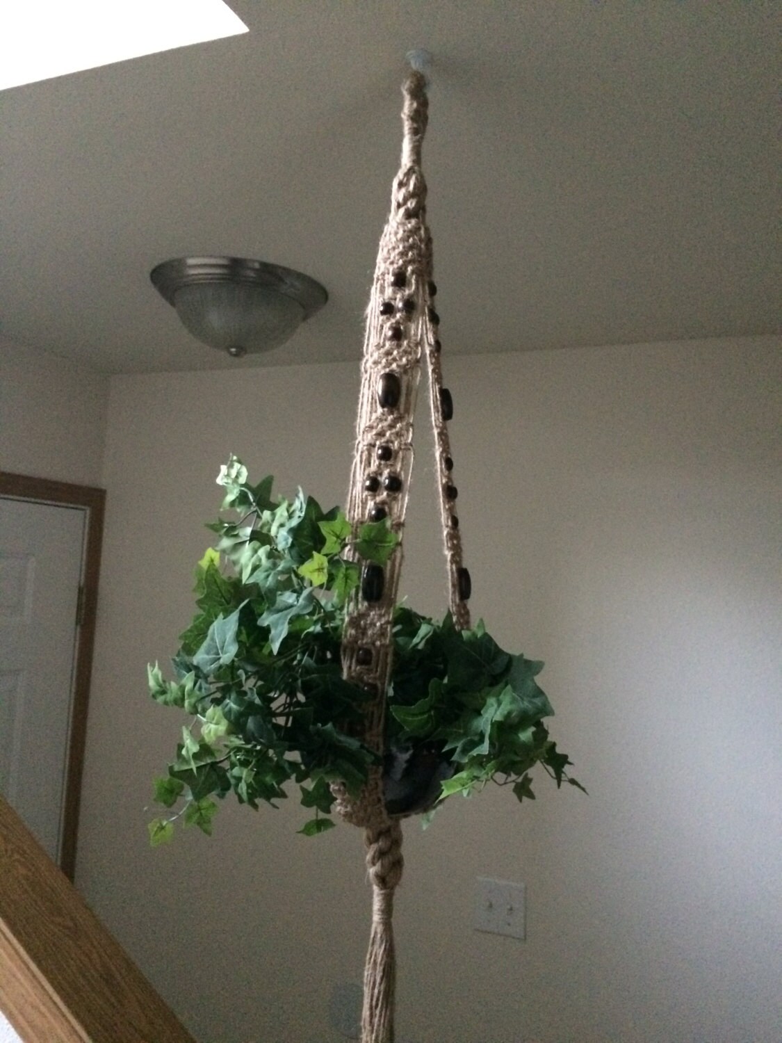 Heavy Duty Macrame Plant Hanger of Natural Jute and Wooden