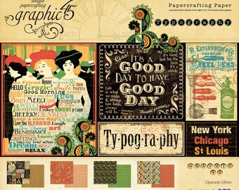 CLEARANCE SALE! Graphic 45 Typography 8x8 Paper Pad SC006468