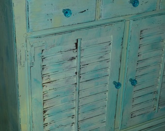 Cabinet Vintage Wood Louvered Chest Beach Cottage Vintage Ethan Allen Custom Paint to Order Poppy Cottage Painted Furniture