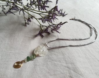Silk string and gemstones necklace