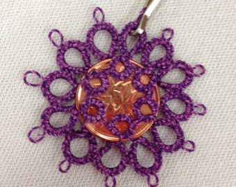 purple berry - hand tatted Lucky penny