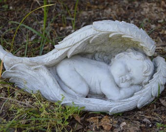Concrete Baby Angel Wings Memorial Garden Statue