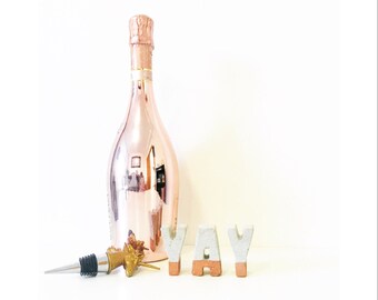 Copper Dipped Concrete Letters YAY Sign| Customizable Letters| Party Decorations| Wedding Sign| Shower Decor| Bar Decor| Typography