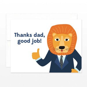 Funny Father's Day Lion Card - Thanks Dad Happy Father's Day Greeting Card, Lion in a Suit, Card for Dad, Card for Father