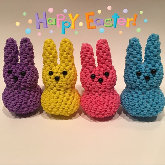 Items similar to Easter Bunny Peep Rubber Band Figure, Rainbow Loom ...