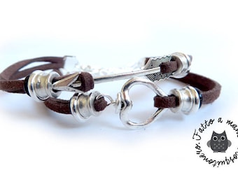 Couple bracelet, Heart & Arrow, men's bracelet, bracelet women, couple gift, for him, for her,