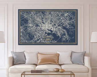 BALTIMORE Maryland map Art Deco Large Canvas print Map Horizontal Wall art canvas print ready to hang Gallery Art Deco Map Style