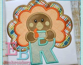 Boy Turkey Applique Alphabet - This design is to be used on an embroidery machine. Instant Download 5x7,9x9,6x10