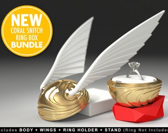 Coral Snitch Ring Box (BUNDLE) - proposal, engagement, wedding, marriage, matrimony, bridal, gift, case, golden, jewel, love, ring, geek