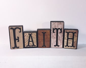 Rustic Wood Decor -- FAITH -- Wood Decor -- Neutral Colors