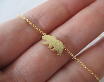 Gold bear necklace, Tiny Gold, Silver, Rose Gold bear necklace...dainty handmade necklace, everyday, simple, birthday
