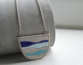 Ceramic jewelry, geometric necklace, long pendant, best friend gift, gift for women