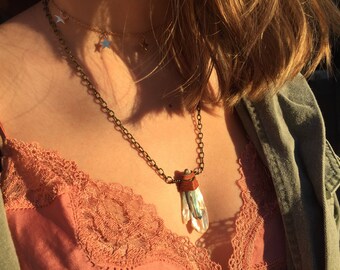 Abalone and aqua aura necklace