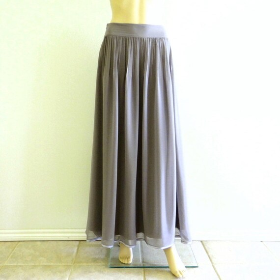 Grey Bridesmaid Skirt. Grey maxi Skirt. Long Evening Skirt.