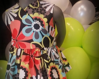 Tunic was wrap top/cotton printed flowers multicolored/adjustable/creative crafts and original girl.
