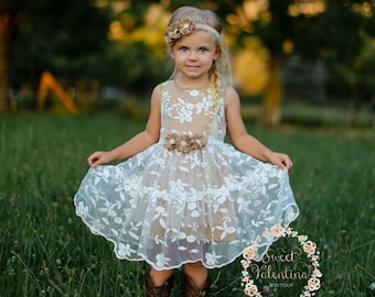 Flower girl dress, lace flower girl dress, girls dress, girls lace dress,country flower girl dress, rustic flower girl dress, tulle dress