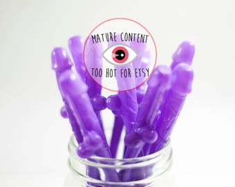 Purple Penis Straws Set of 10/ Bachelorette Party Straws / Bachelorette Party Penis Decor / Bridal Shower Straws